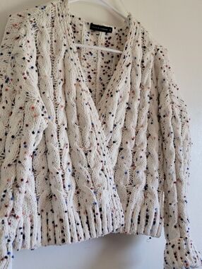 Moon & Madison White Confetti Crop Cardigan Women's S LIKE NEW Spring Vibes